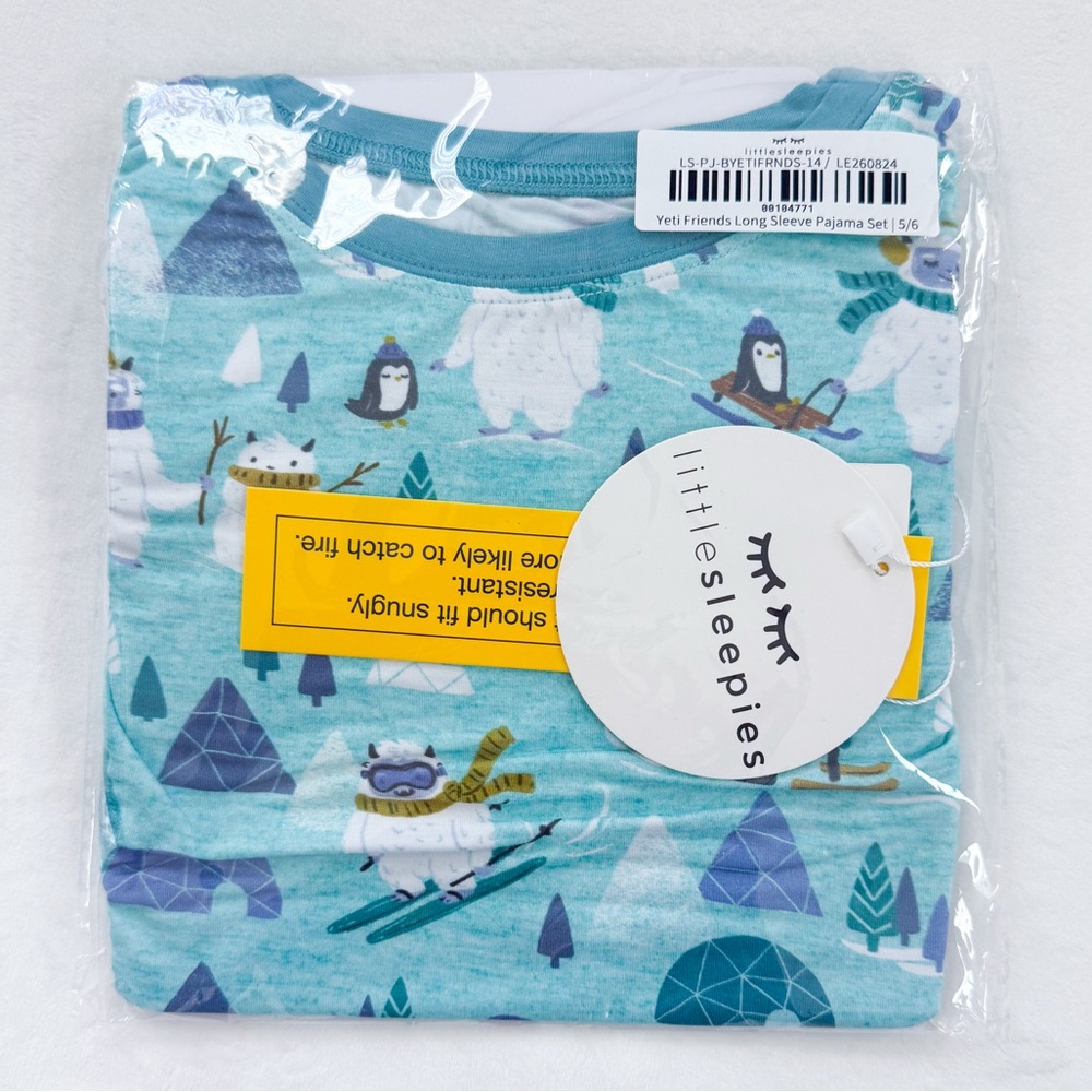 Little Sleepies Yeti Snow Day Friends Long Sleeve Two Piece Pajama Set 5/6 NWT